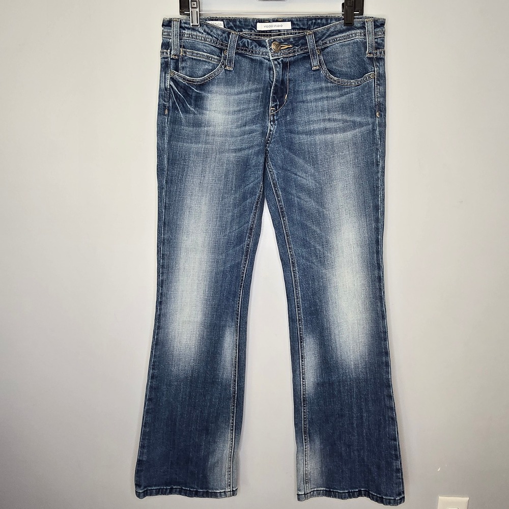 Vigoss The Brooklyn Flare Jeans 11/12 31 Medium Wash Blue Embroidered Pocket